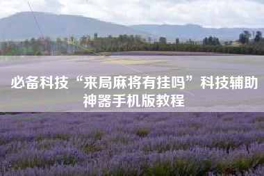 必备科技“来局麻将有挂吗	”科技辅助神器手机版教程