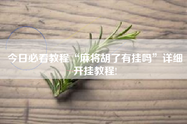 今日必看教程“麻将胡了有挂吗”详细开挂教程!
