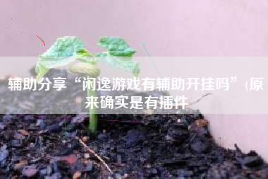 辅助分享“闲逸游戏有辅助开挂吗”(原来确实是有插件