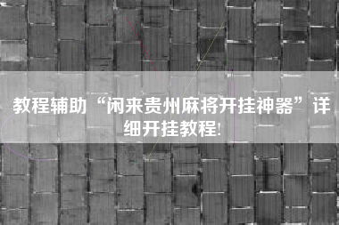 教程辅助“闲来贵州麻将开挂神器”详细开挂教程!
