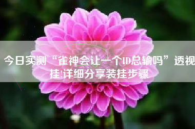 今日实测“雀神会让一个ID总输吗”透视挂!详细分享装挂步骤 今日实测“雀神会让一个ID总输吗”透视挂!详细分享装挂步骤