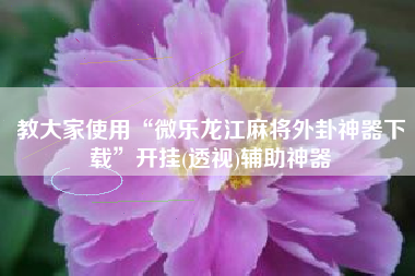 教大家使用“微乐龙江麻将外卦神器下载”开挂(透视)辅助神器 教大家使用“微乐龙江麻将外卦神器下载”开挂(透视)辅助神器